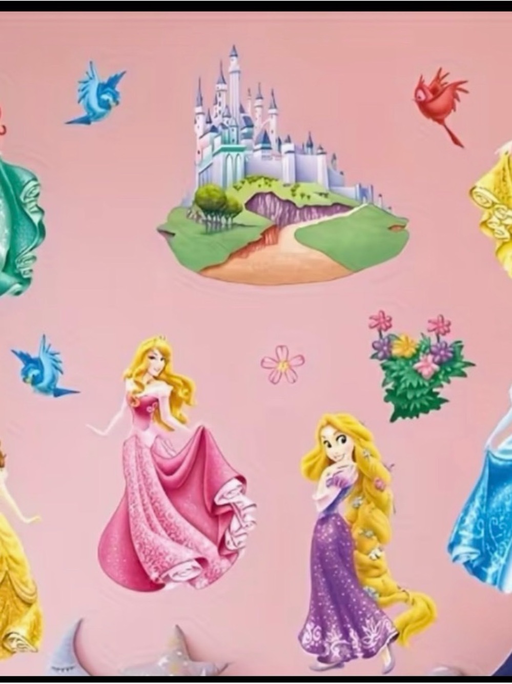 Disney Pink Princess Castle and Characters Wall Stickers